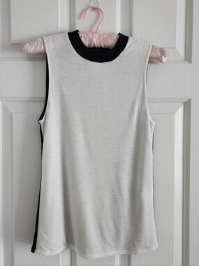 rag & bone White Tank with Black Contrast Back Silk And Lyocell